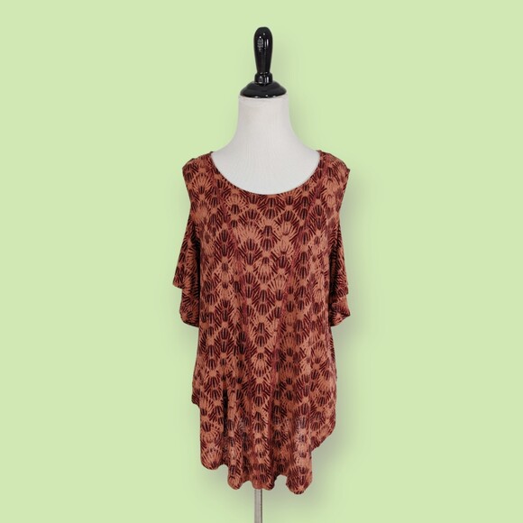 Free People We‎ The Free Cold Shoulder Short Sleeve burnt orange T Shirt S - Picture 1 of 7